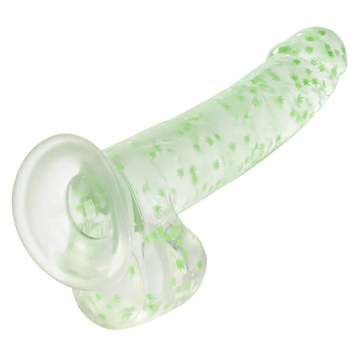 Naughty Bits I Leaf Dick Glow-in-The-Dark Weed Leaf Filled Dildo - Green