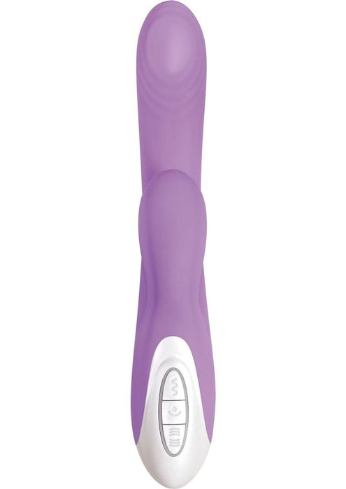 Super Sucker Rechargeable Silicone G-Spot Vibrator with Clitoral Stimulator - Purple