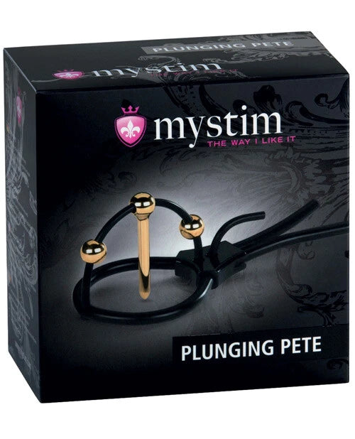 Plunging Pete w/Strap & Urethral Sound - Black/Gold
