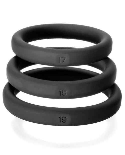 Perfect Fit Xact-Fit Silicone Ring Kit - MD/LG - Black (3 pack)